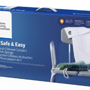 Bathe Safe and Easy Kit – Transfer Bench – Shower Curtain - and Loofah 2-Pack