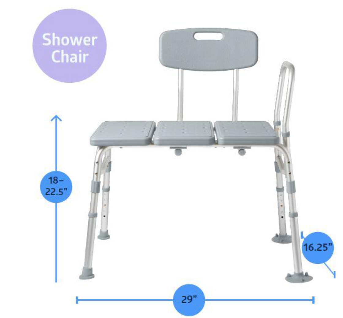 Bathe Safe and Easy Kit – Transfer Bench – Shower Curtain - and Loofah 2-Pack - Image 2