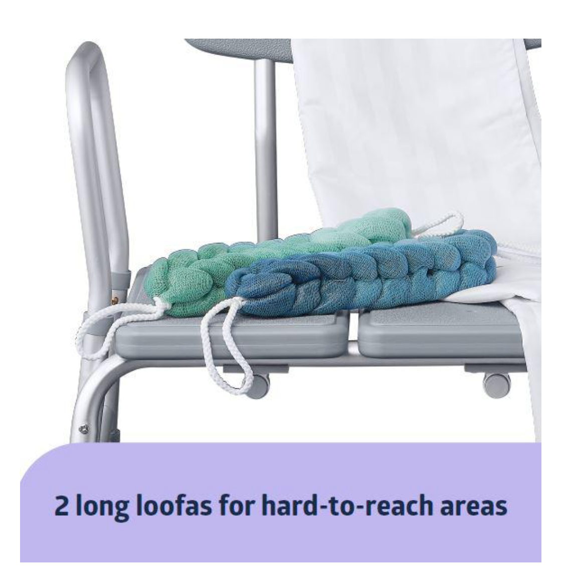 Bathe Safe and Easy Kit – Transfer Bench – Shower Curtain - and Loofah 2-Pack - Image 3