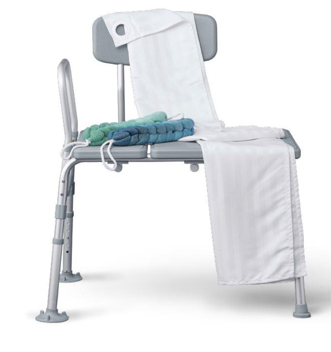 Bathe Safe and Easy Kit – Transfer Bench – Shower Curtain - and Loofah 2-Pack - Image 6