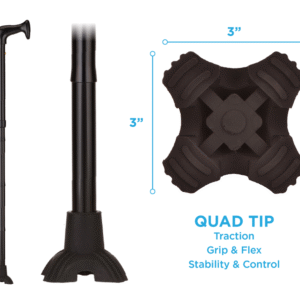 Folding Cane with Mini Quad Tip, Black